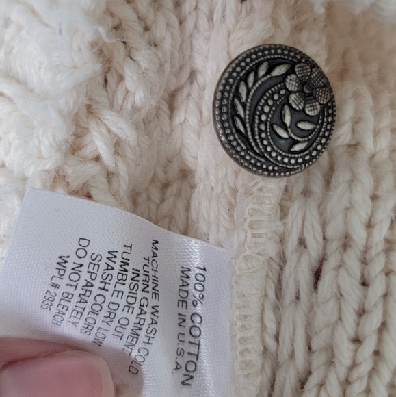 Vintage ALPS Cream Knit Cardigan Size Large - Picture 7 of 7